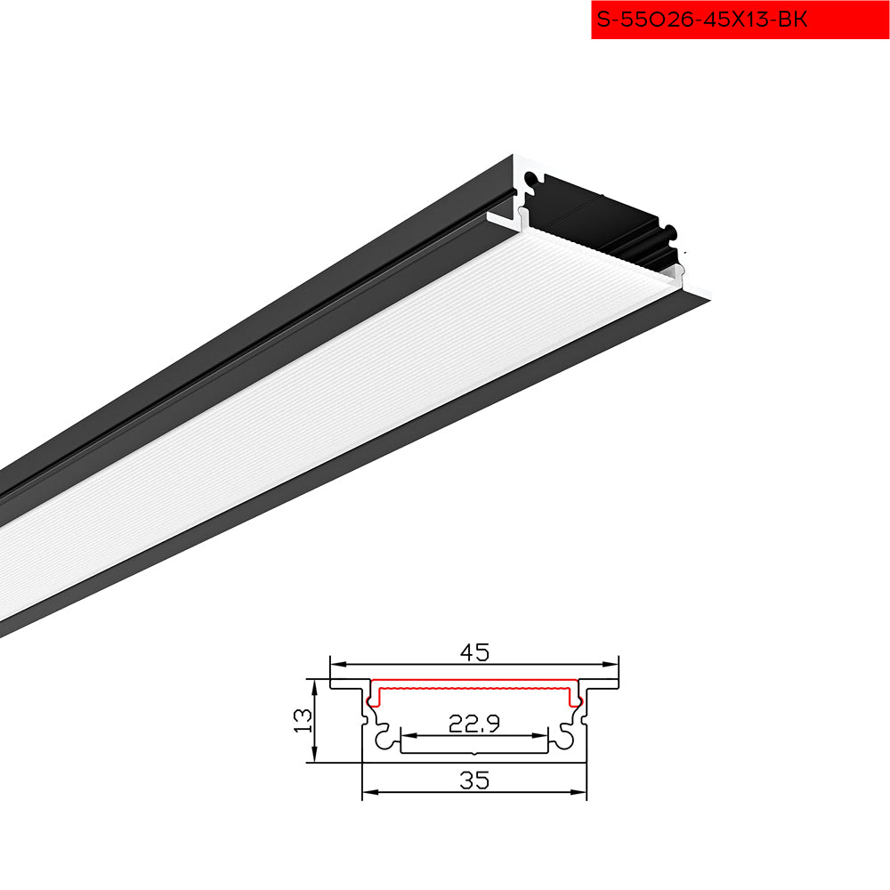 1 45X13MM 2 פרופיל שקוע ג.גבס שחור מטר