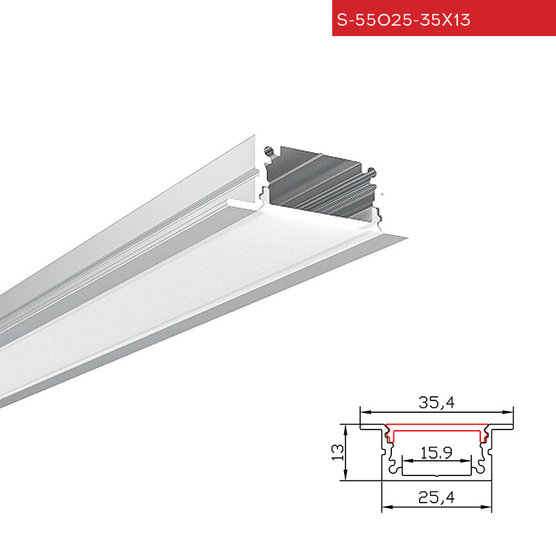 1 35.4X13MM פרופיל שקוע ג.גבס לבן מטר